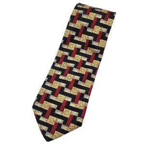 2/$15 Robert Talbott Best Of Class Silk Tie Red Gold 57" Geo Square USA Guffey's